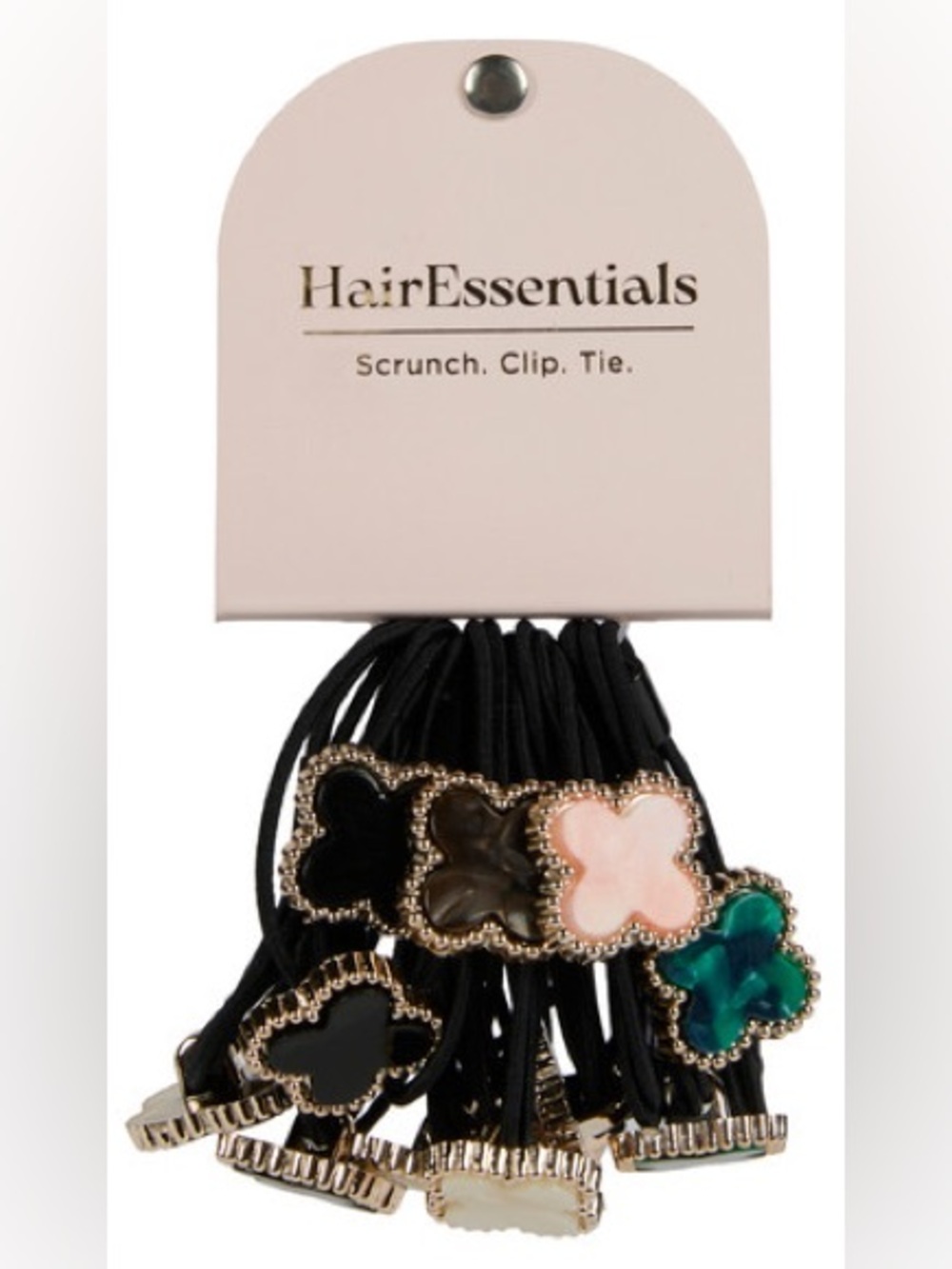 HairEssentials 12 pack Black, Brown, Pink & Teal Clover Hair Tie Set
NWT